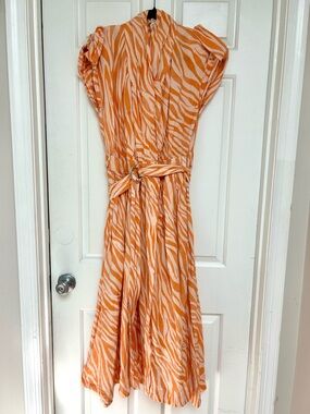 Derek Lam Collective Linen Blend Maxi Dress Size 52 Orange